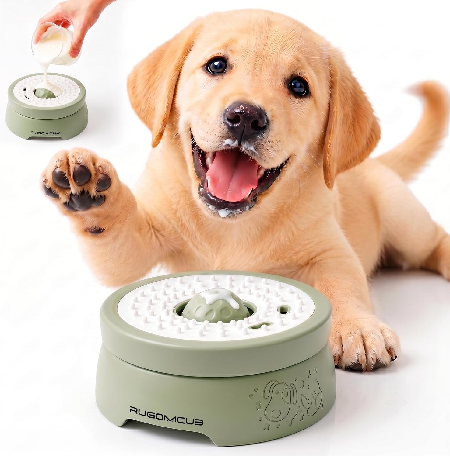 Slow Feeder Dog Bowl, 2-in-1, (Grass Green)