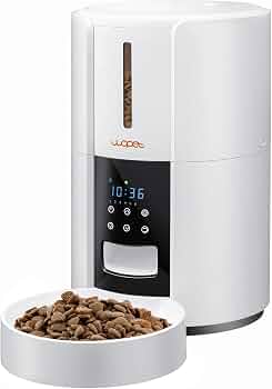 WOPET Automatic Cat Feeder, 3L Pet Dry Food Dispenser, Timed Portion Control with 6 Meals, Voice Recorder, Battery Backup